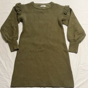 Danna Belle Olive Green Kids Dress with Ruffle Sleeves size 10